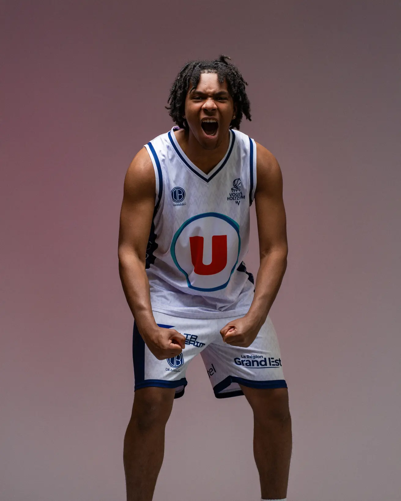 Basketball player celebrating during a Visuals Dennys sports shoot